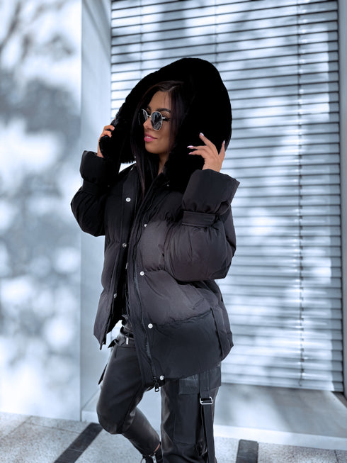 Puffy, short jacket "FUSION AD611" - BLACK